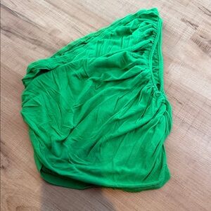 Shein one shoulder Green Rouched crop top